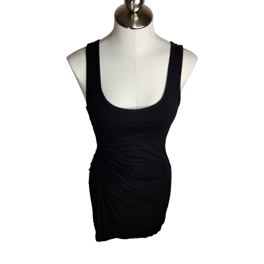 A.L.C. Ruched Sleeveless Dress Black Women's Size XS Bodycon Mini Viscose Knit